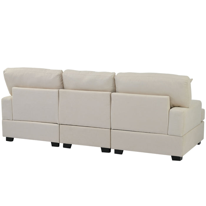 U_Style 3 Seat Sofa With Removable Back And Seat Cushions And 4 Comfortable Pillows