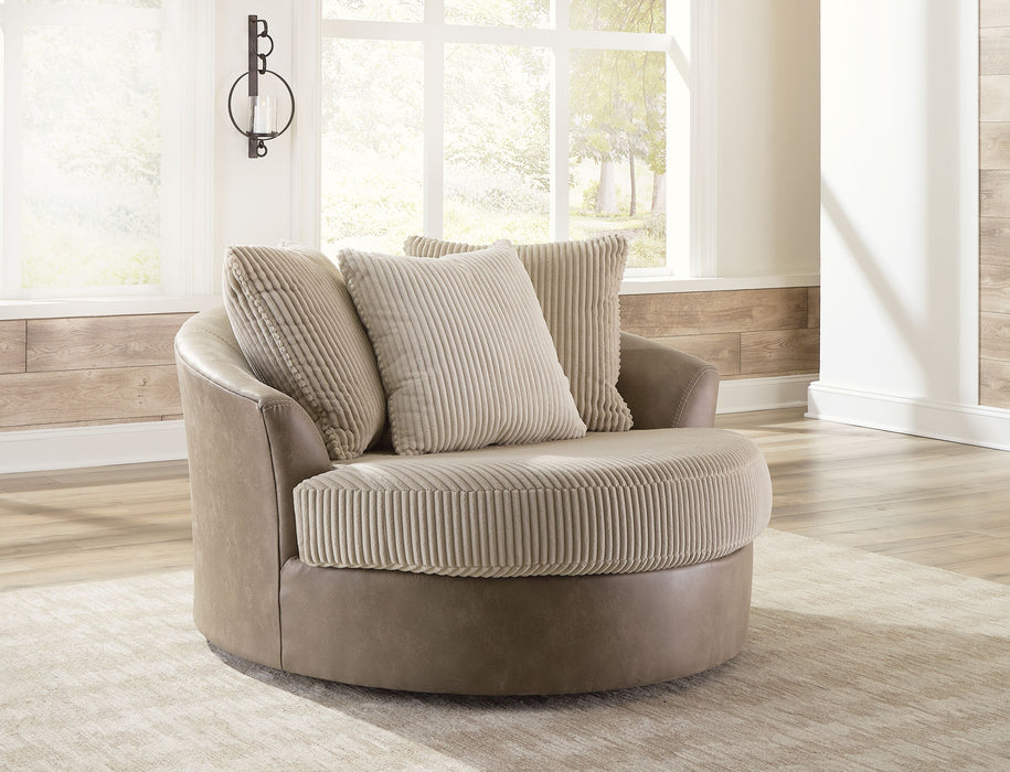 Keskin - Sand - Oversized Swivel Accent Chair Unique Piece Furniture
