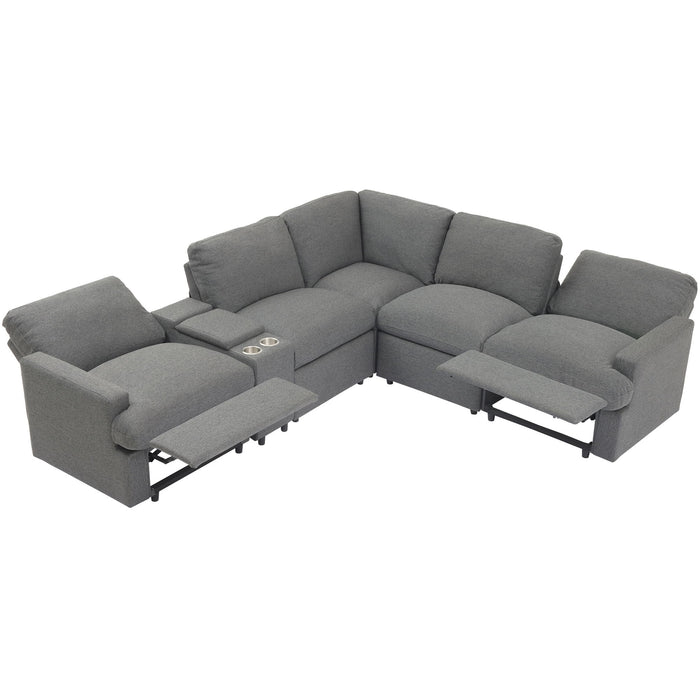 Power Recliner Corner Sofa Home Theater Reclining Sofa Sectional Couches With Storage Box, Cup Holders, Usb Ports And Power Socket For Living Room, Dark Grey