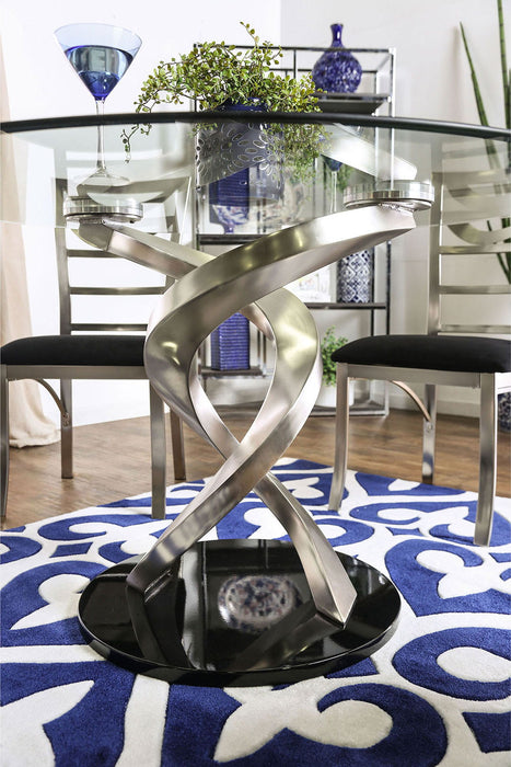 Roxo - Round Dining Table - Silver / Black Unique Piece Furniture