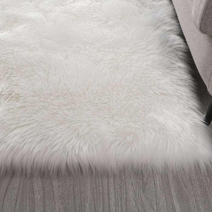 Cozy Collection Ultra Soft Fluffy Faux Fur Sheepskin Area Rug White
