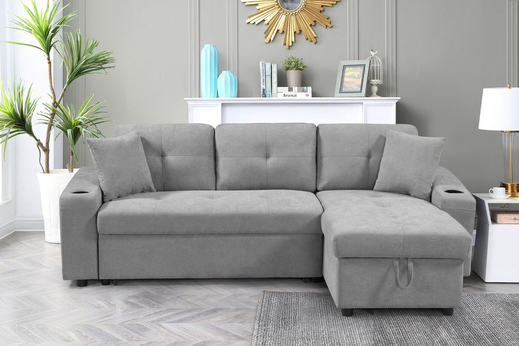 Mega Convertible Corner Sofa With Armrest Storage, Living Room And Apartment Sectional Sofa, Right Chaise Longue And Gray