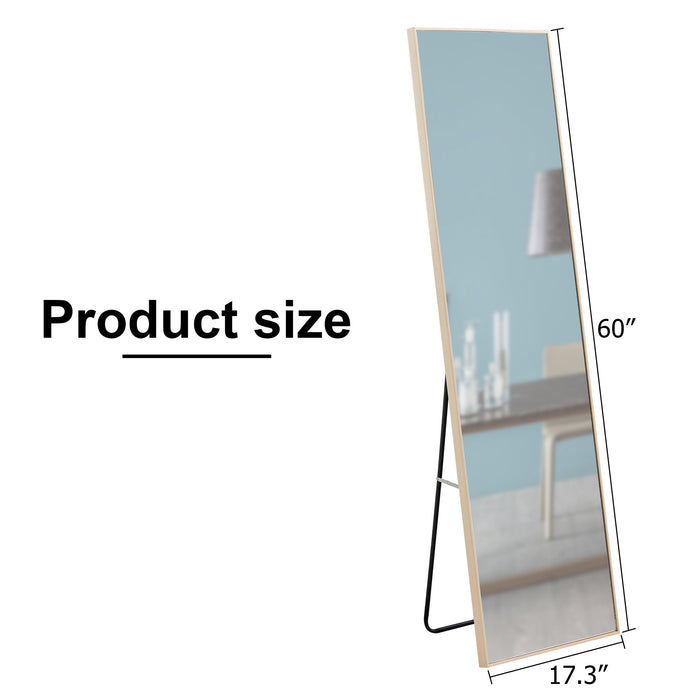 The 3Rd Generation Packaging Upgrade Includes A Light Oak Solid Wood Frame Full Length Mirror, Dressing Mirror, Bedroom Entrance, Decorative Mirror, Clothing Store, And Floor Mounted Mirror
