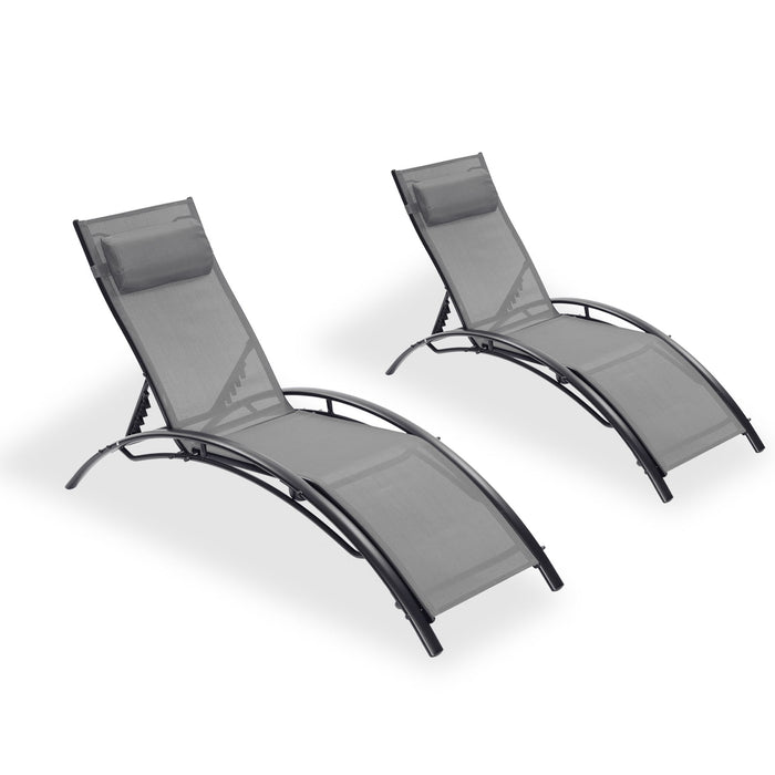 (Set of 2) Chaise Lounge Outdoor Lounge Chair Lounger Recliner Chair For Patio Lawn Beach Pool Side Sunbathing