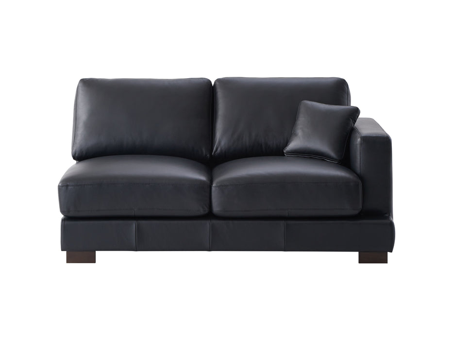 Acme Geralyn Sectional Sofa With 2 Pillows, Black Leather