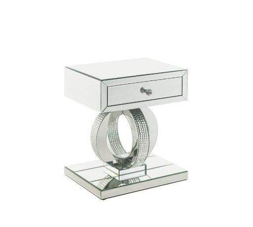 Ornat - Accent Table - Mirrored & Faux Diamonds - 22" Unique Piece Furniture