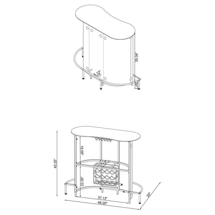 Lacewing - 1-Shelf Bar Unit - Glossy Black And White Unique Piece Furniture