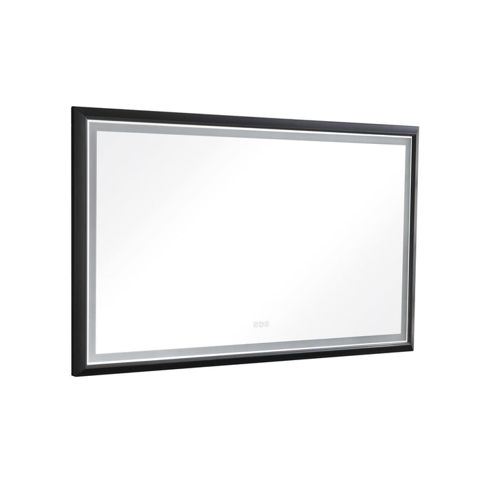 Oversized Rectangular Black Framed LED Vanity Mirror Anti - Fog Dimmable Wall Mount For Gym And Dance Studio