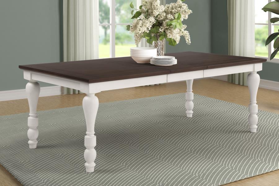 Madelyn - Dining Table With Extension Leaf - Dark Cocoa And Coastal White Unique Piece Furniture