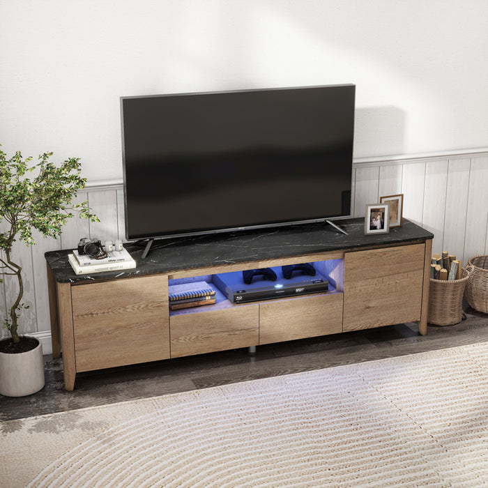 70" Modern TV Stand With Led Lights Entertainment Center TV Cabinet With Storage For Up To 80" For Gaming Living Room Bedroom