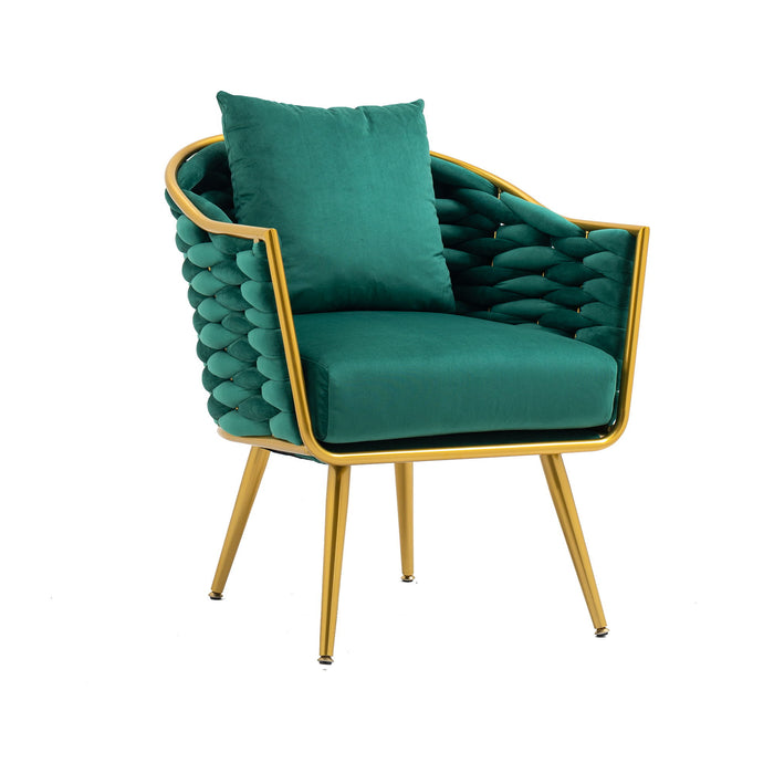 Coolmore Velvet Accent Chair Modern Upholstered Armchair Tufted Chair With Metal Frame, Single Leisure Chairs For Living Room Office Balcony