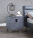 Doris - Nightstand - Gray Top Grain Leather Unique Piece Furniture