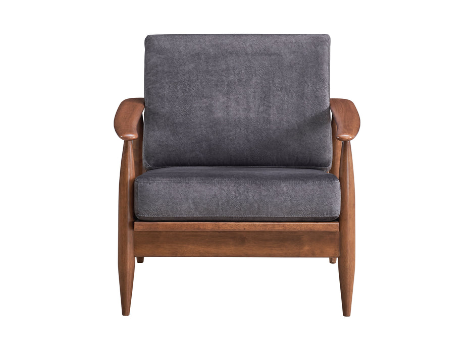 Acme Alisa Accent Chair, Charcoal Fabric & Brown Finish