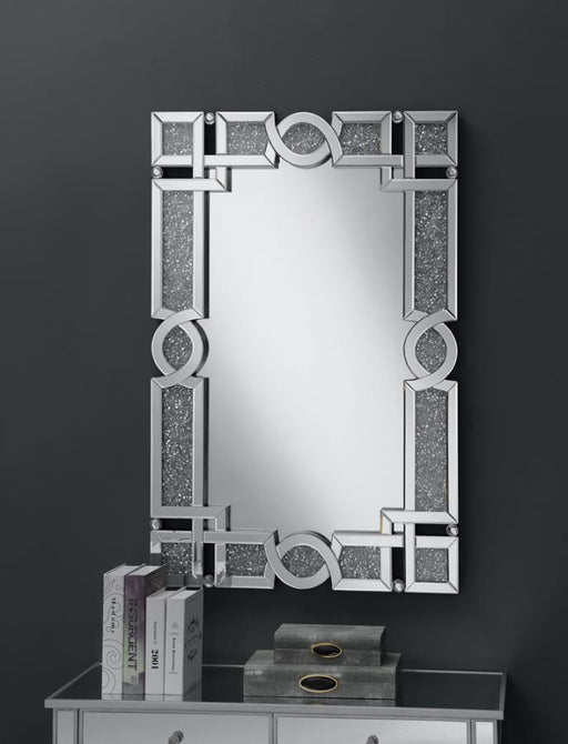 Jackie - Interlocking Wall Mirror With Iridescent Panels And Beads - Silver Unique Piece Furniture