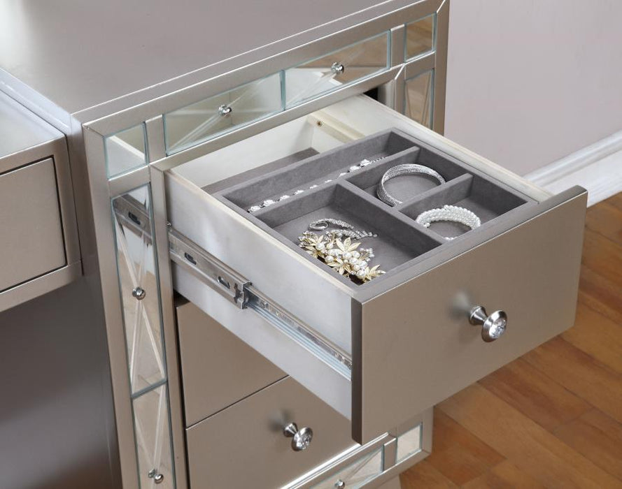 Leighton - Vanity Desk And Stool - Metallic Mercury Unique Piece Furniture