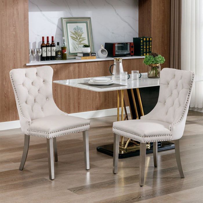 Nikki Collection Modern - High-End Tufted Upholstered Dining Chair (Set of 2) - Beige