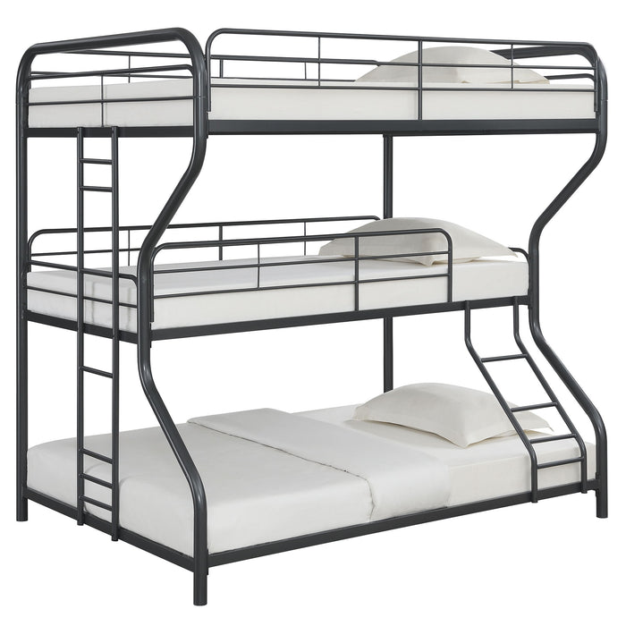 Furniture Triple Bunk Bed, Full/Twin/Full - Black
