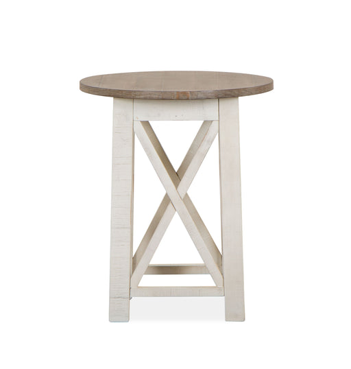 Sedley - Round End Table - Distressed Chalk White Unique Piece Furniture