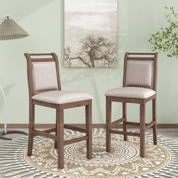 Topmax 3 Piece Wood Counter Height Drop Leaf Dining Table Set With 2 Upholstered Dining Chairs For Small Place - Brown