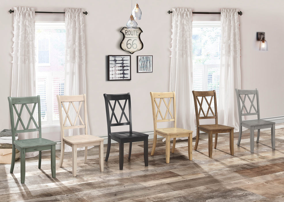 Casual Gray Finish Side Chairs (Set of 2) Pine Veneer Transitional Double X Back Design Dining Room Furniture
