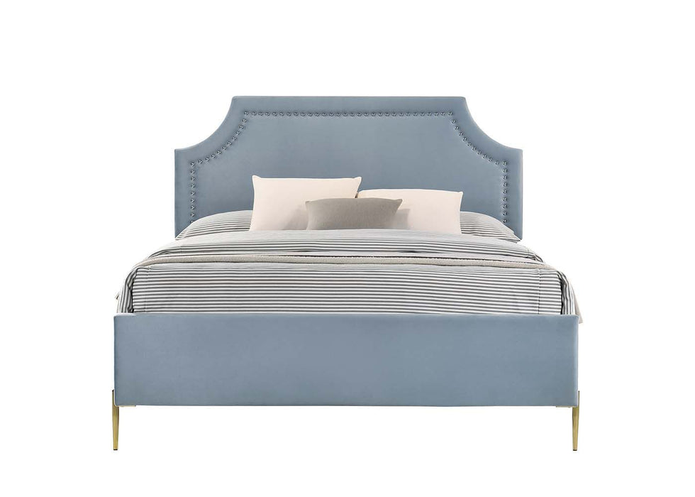 Acme Milla Full Bed, Light Blue Velvet