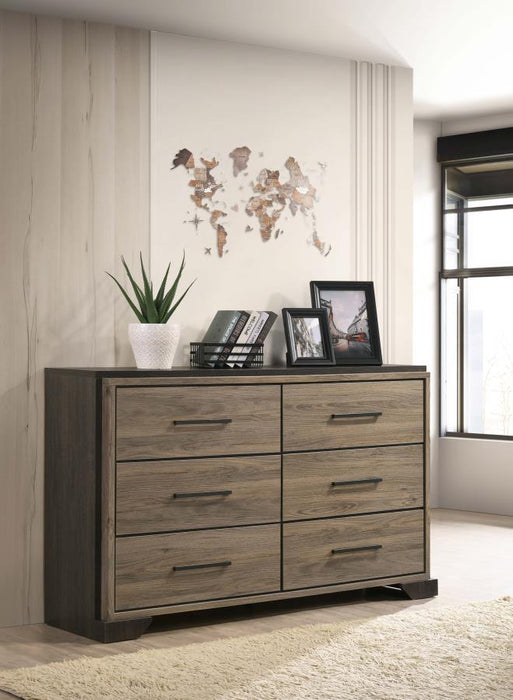 Baker - 6-Drawer Dresser - Brown And Light Taupe Unique Piece Furniture