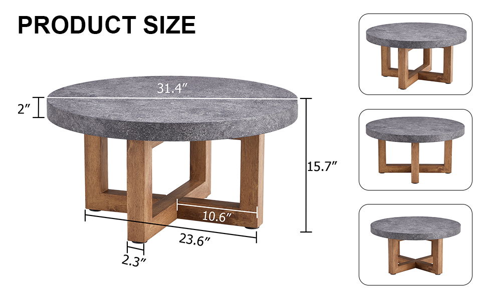 A Modern Retro Circular Coffee Table With A Diameter, Made Of MDF Material, Suitable For Living Rooms