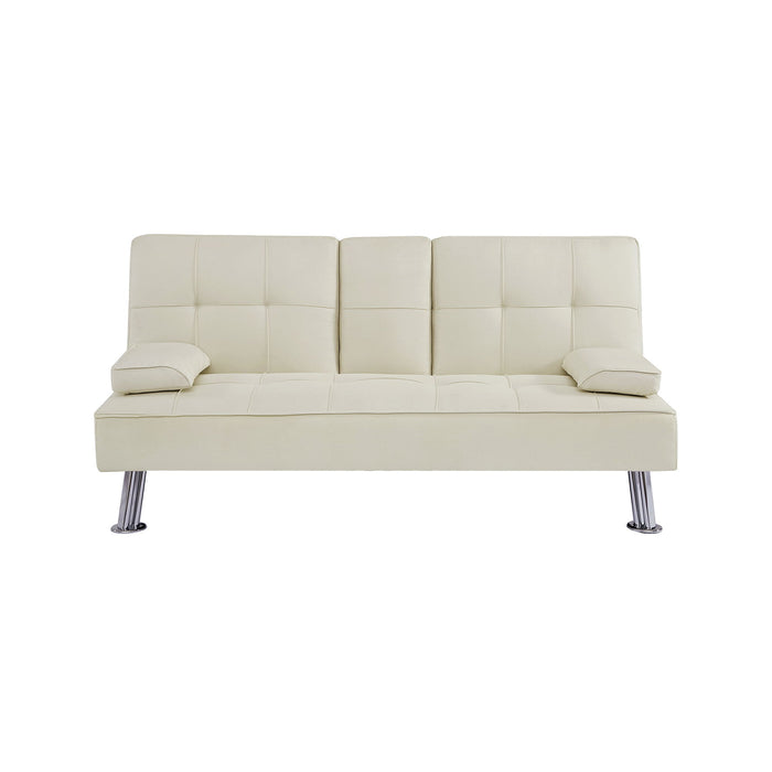 Beige Love Seat Sofa Bed With Cup Holder