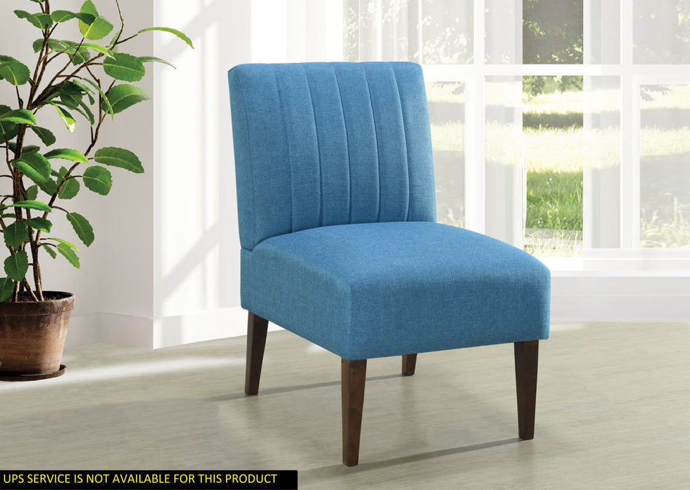 Stylish Comfortable Accent Chair 1 Piece Blue Fabric Upholstered Plush Seating Living Room Furniture Armless Chair
