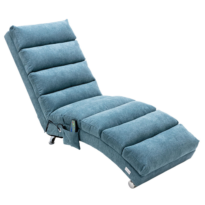 Coolmore Linen Chaise Lounge Indoor Chair, Modern Long Lounger For Office - Blue