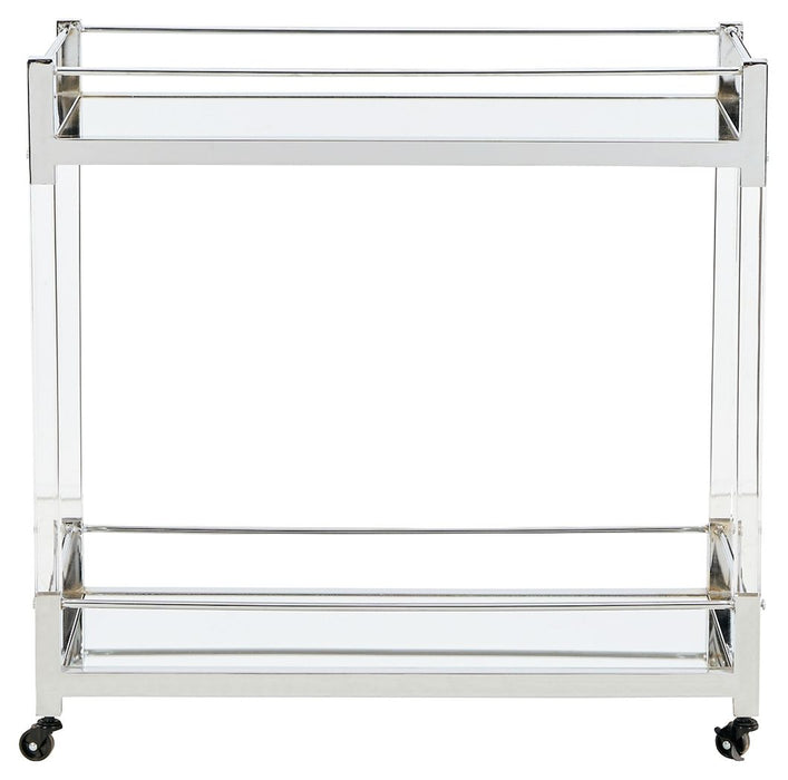 Chaseton - Clear / Silver Finish - Bar Cart Unique Piece Furniture