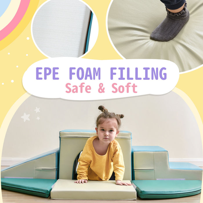 Soft Climb And Crawl Foam Playset 9 In 1, Safe Soft Foam Nugget Block For Infants, Preschools, Toddlers, Kids Crawling And Climbing Indoor Active Play Structure