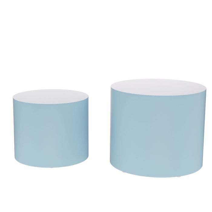 Nesting Table (Set of 2) MDF Side Table Round Shape Blue