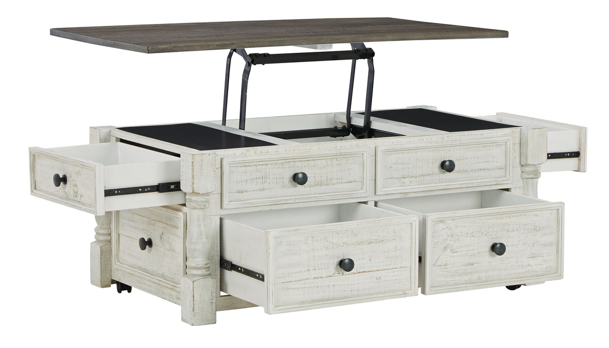 Havalance - White / Gray - Lift Top Cocktail Table With Storage Drawers Unique Piece Furniture