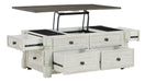 Havalance - White / Gray - Lift Top Cocktail Table With Storage Drawers Unique Piece Furniture