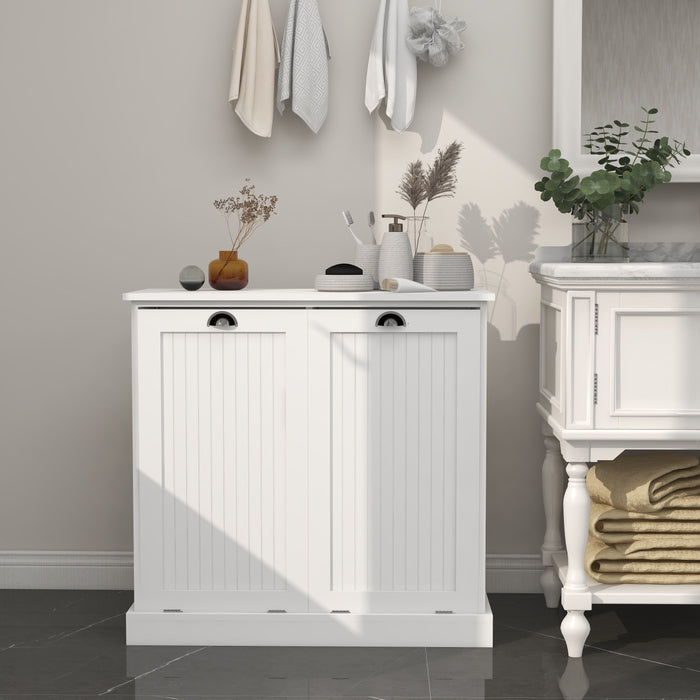 Two - Compartment Tilt - Out Laundry Sorter Cabinet - White