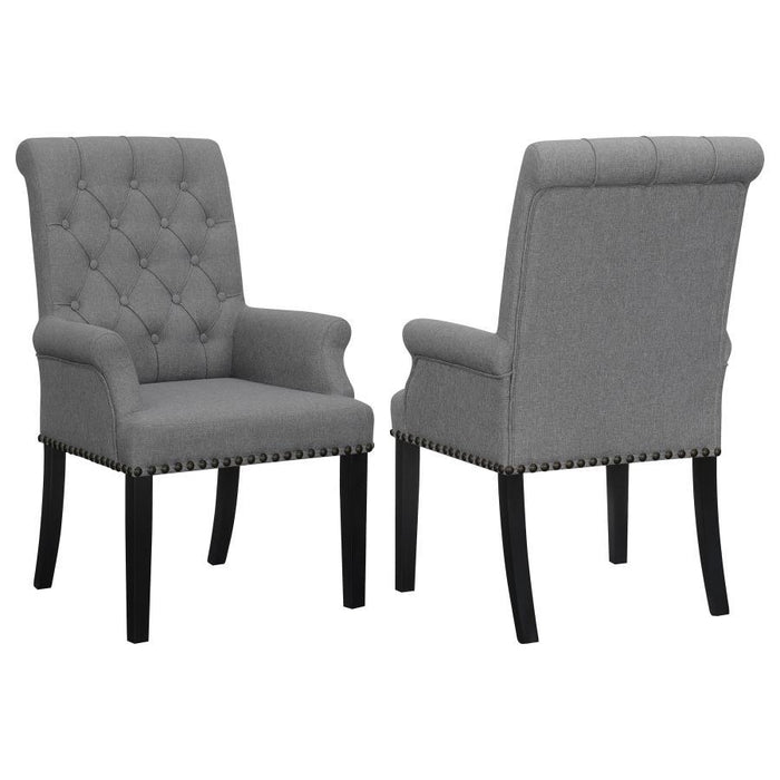 Alana - Upholstered Tufted Arm Chair With Nailhead Trim - Gray / Rustic Espresso Unique Piece Furniture