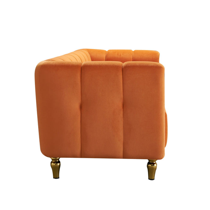 Modern Velvet Sofa For Living Room Orange Color