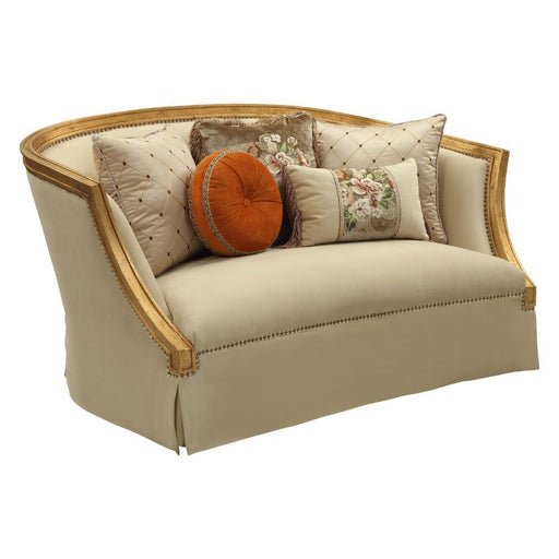 Daesha - Loveseat - Tan Flannel & Antique Gold Unique Piece Furniture