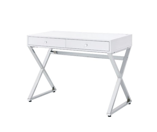 Coleen - Desk - White & Chrome Finish Unique Piece Furniture