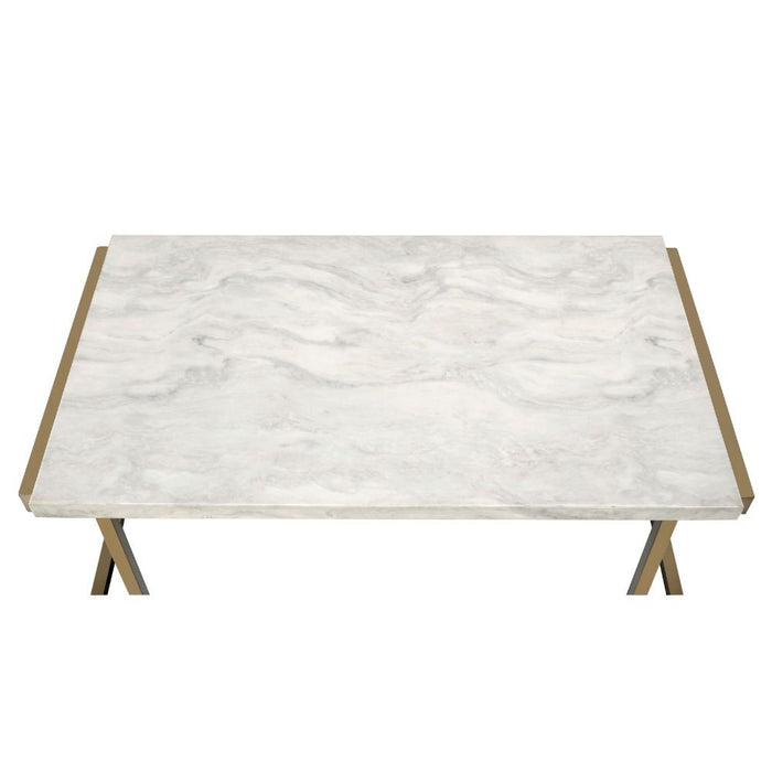 Boice II - Coffee Table - Faux Marble & Champagne Unique Piece Furniture