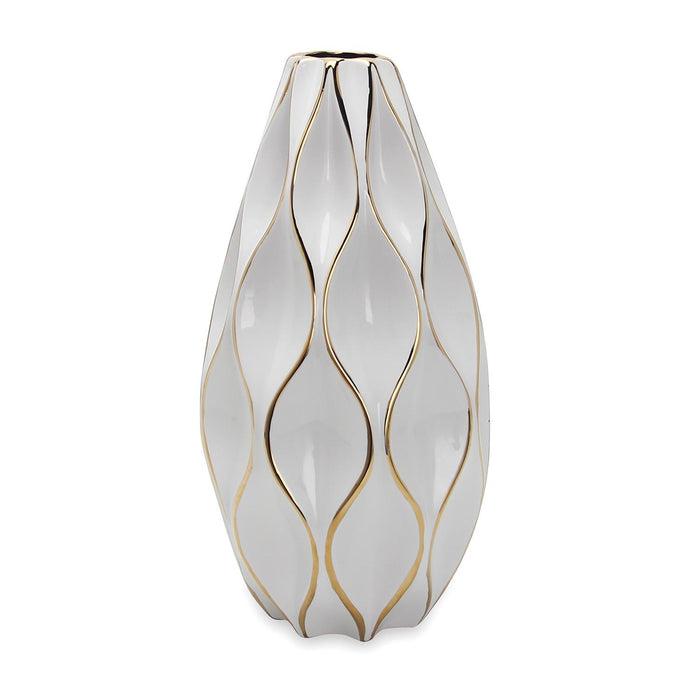 Elegant Ceramic Vase With Gold Accents - Timeless Home Decor - White