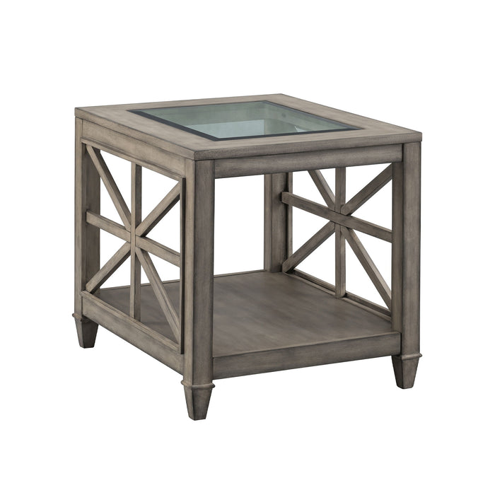 End Table Solid Wood And Tempered Glass Top