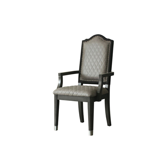 House Beatrice - Arm Chair Set of 2) - Two Tone Gray Fabric & Charcoal