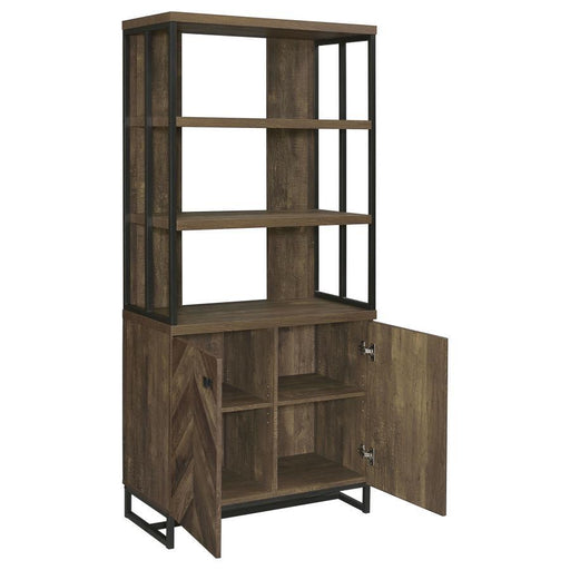 Millbrook - 2-Door Bookcase - Rustic Oak Herringbone And Gunmetal Unique Piece Furniture