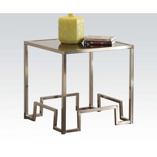 Damien - End Table - Champagne & Clear Glass Unique Piece Furniture