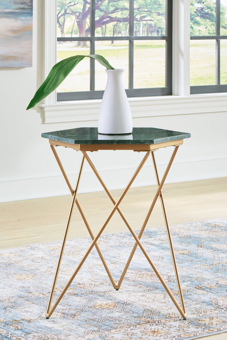 Engelton - Green / Gold - Accent Table Unique Piece Furniture