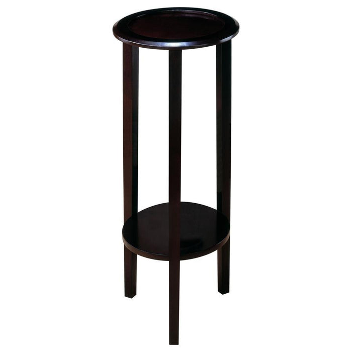 Kirk - Round Accent Table With Bottom Shelf - Espresso Unique Piece Furniture