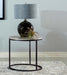 Lainey - Faux Marble Round Top End Table - Gray And Gunmetal Unique Piece Furniture