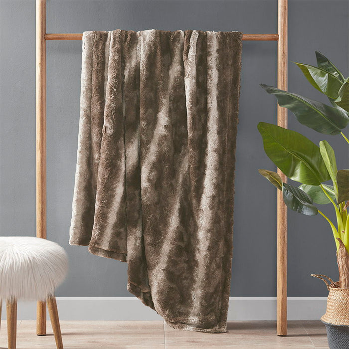 Oversized Faux Fur Throw - Brown